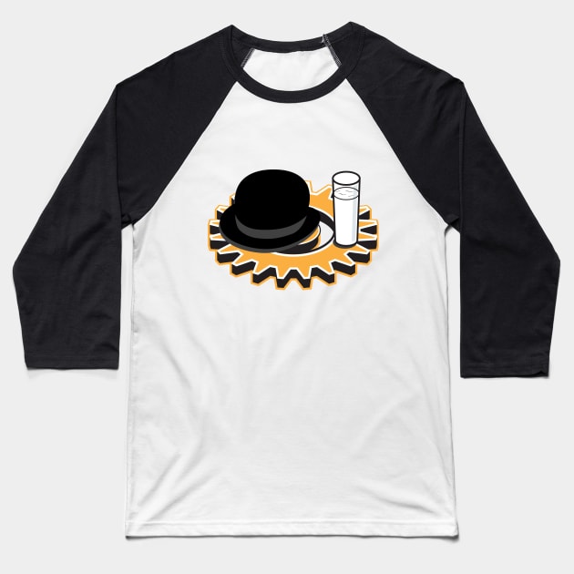 The Clockwork, the Hat and the Milk Baseball T-Shirt by Aefe